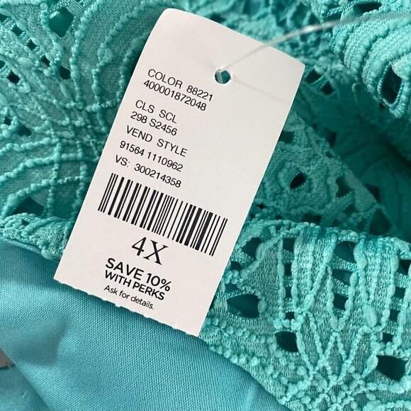 Catherines Dress Women's 4X Eyelet Turquoise Sleeveless Tie Waist NWT DR-1085 - Picture 11 of 14